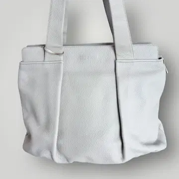 골드 파일 핸드백 토트 가죽 화이트