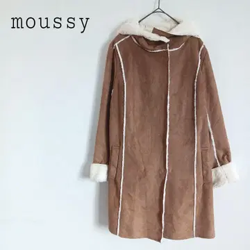 마우지 moussy 페이크 무스탕 코트 후드 부착 아우터 보아