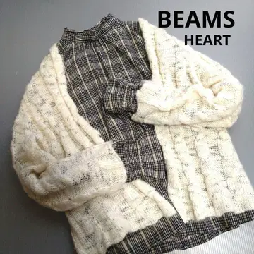레어 BEAMS 빔즈 체크 베이지 풀오버 프릴