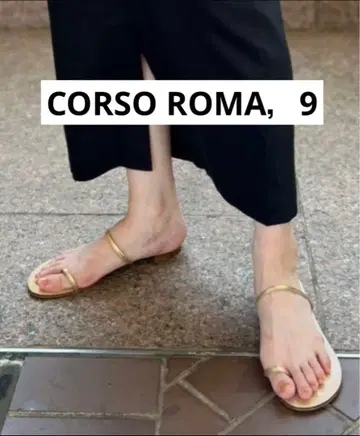 CORSO ROMA, 9 천연 가죽 플랫 샌들 38inch 골드