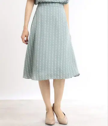 머신 워시 가능 프린트 플레어 스커트 그린