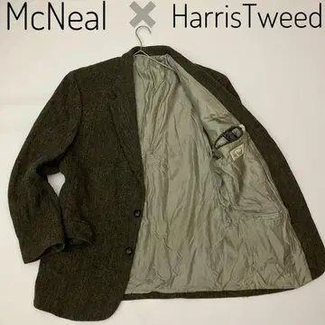 HarrisTweed 테일러드 자켓 에볼바 패치 호두 단추