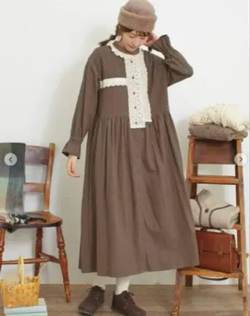 [ 새상품 ] 사만사 모스모스 SM2 패치워크 레이스 원피스 S 모카