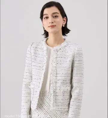 미사용에 가까운 아나이 자켓 노카라 자켓 믹스 트위드 38