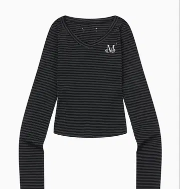 MUCENT V넥 긴팔 티셔츠 스트라이프