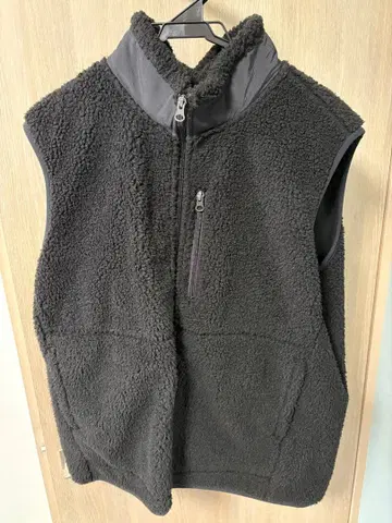 블랙 플리스 집업 베스트 XL