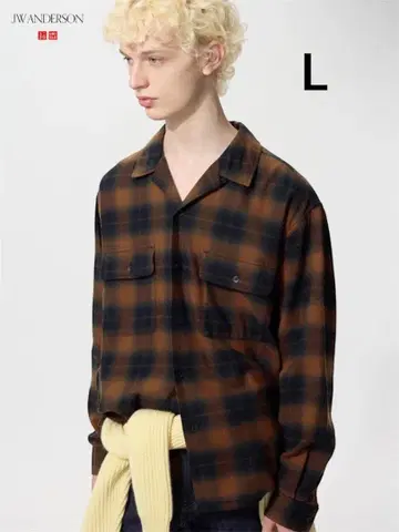 유니클로 JW ANDERSON 브러쉬드 코튼 오버 사이즈 셔츠 L