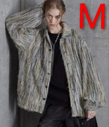 [ SERACE ] 루즈 스트라이프 샤기 셔츠 M 사이즈