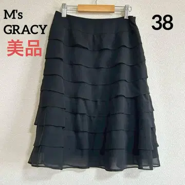 M's GRACY 엠즈 그레이시 새상품급 블랙 플레어 스커트 단 프릴