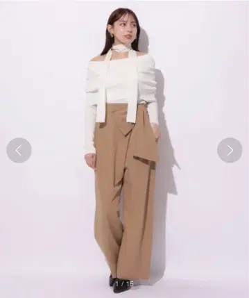 Mystrada 허리 리본 랩 팬츠