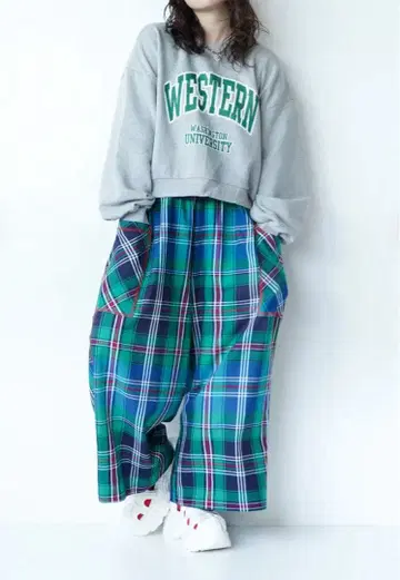 LILA n'citta 리라앤시타 체크 무늬 와이드 팬츠 Short