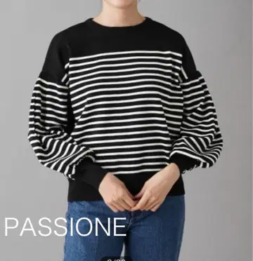 PASSIONE 파시오네 보더 니트 볼륨 슬리브