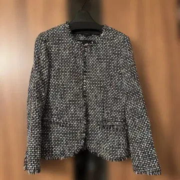 띠어리 트위드 노카라 자켓 0