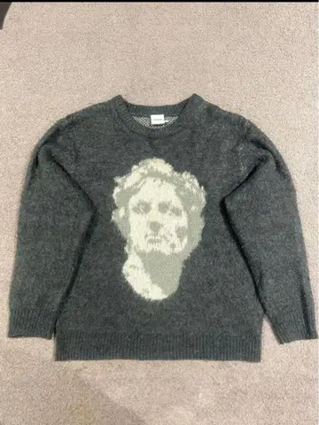 WISHFOREVER 다크 그레이 초상화 디자인 니트 S