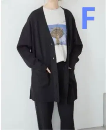 슬로브 이에나 워셔블 밀라노 리브 가디건 블랙