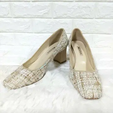 다이애나 믹스 트위드 펌프스 중간 힐 가을/겨울 베이지 24.5