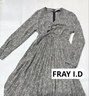 FRAY I.D 프레이 아이디 플리츠 프린트 원피스 긴팔