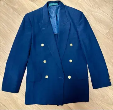 네이비 뉴요커 더블 테일러드 자켓 [ M ] 울 골드 버튼