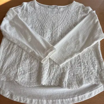 BEARDSLEY 자수 7부 소매 상의 F 사이즈