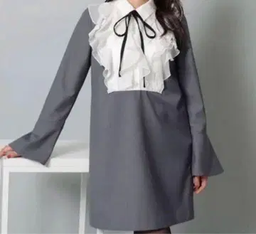 리랜드트루 프릴 보타이 미니 원피스