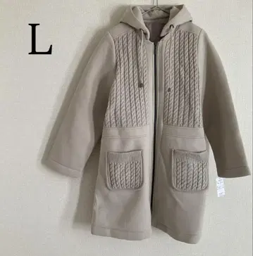 롱 코트 케이블 니트 절개 긴팔 아우터 집업 아이보리