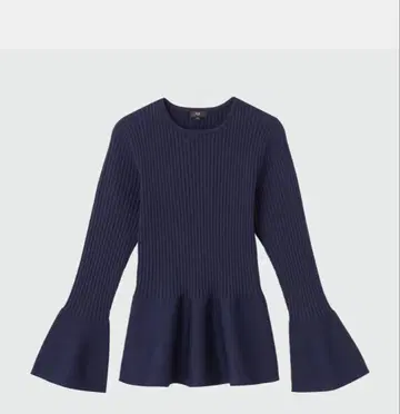 PLST 홀가먼트 니트 페플럼 스웨터 네이비 M 사이즈