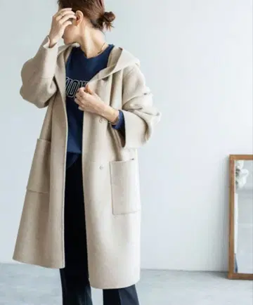 새상품급 IENA 슈퍼 160 더블 페이스 후드 코트 40 이에나