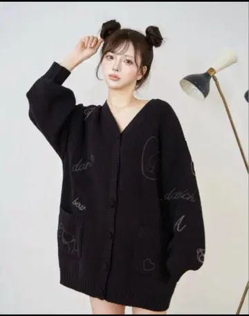 다리치 D 베어 자수 니트 가디건 darich 가디건