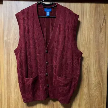 타운크라프트 케이블 니트 베스트 버건디 XL