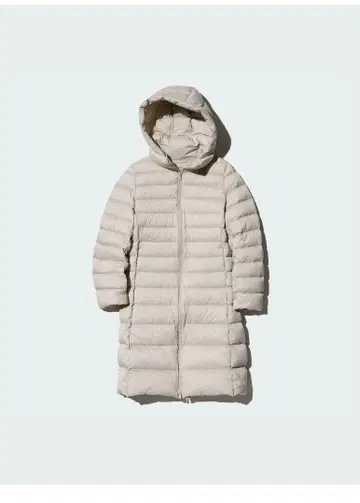UNIQLO 울트라 라이트 다운 후드 부착 롱 자켓 베이지