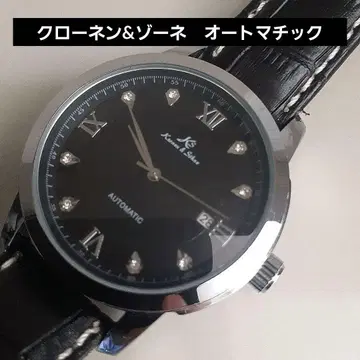 크로넨&조네 오토매틱 블랙 가죽 손목시계 현 상태품