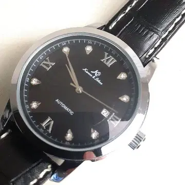 크로넨&조네 오토매틱 블랙 가죽 손목시계 현 상태품