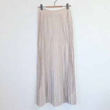 돈나엘레 베이지 플리츠 스커트 42 가로 지퍼 M 이탈리아제