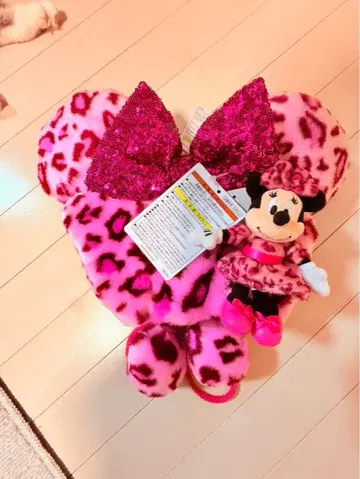 핑크 레오파드 무늬 미니 팬캡 디즈니 정품