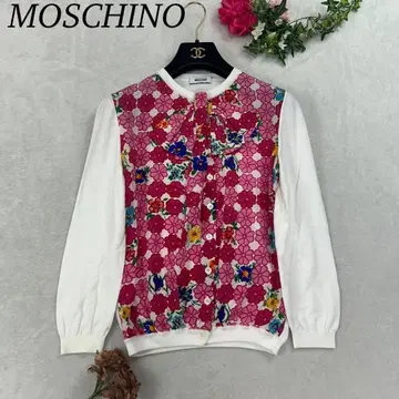 J356 미사용 새상품 L 모스키노 가디건 화이트 핑크 여성용