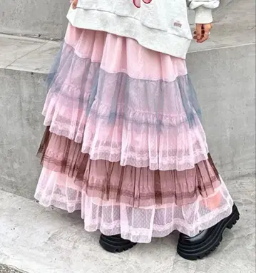 HELLO.SANFRANCISCO 컬러 블록 튤 캉캉 스커트