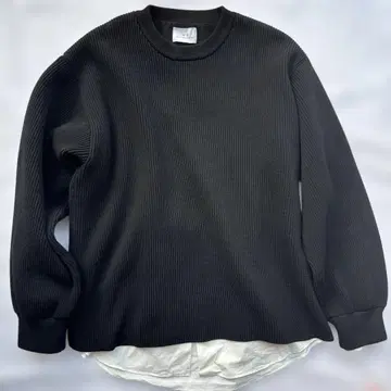 MB 블랙 리브 니트 셔츠