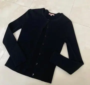 TOCCA 워셔블 실크 RIB 100% 실크 가디건 블랙