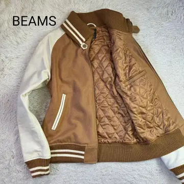 새상품급 빔즈 바시티 자켓 카우 가죽 사이즈 M 카멜 퀼팅