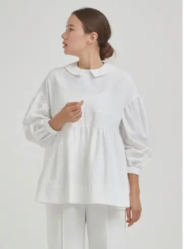 yori 플랫 칼라 블라우스 화이트