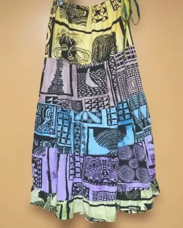 GOA 고아 아프리칸 프린트 롱 스커트 에스닉 동양인