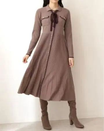 JILL BY JILLSTUART 바이컬러 리브 플레어 원피스