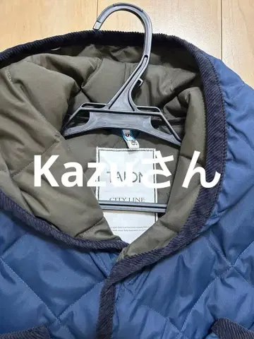 TAION 타이온 롱 다운 코트 퀼팅 네이비 L 후드 부착