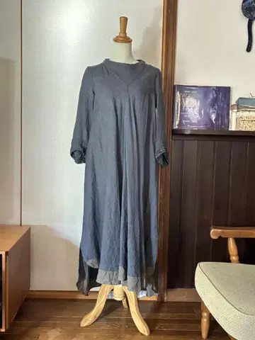 hallelujah 하렐루야 롱 원피스 린넨 블루 그레이