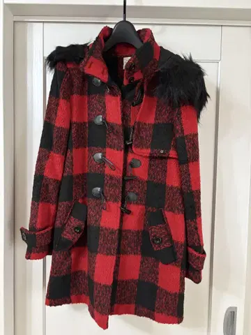 GAUDI 퍼 체크 더플 코트 44