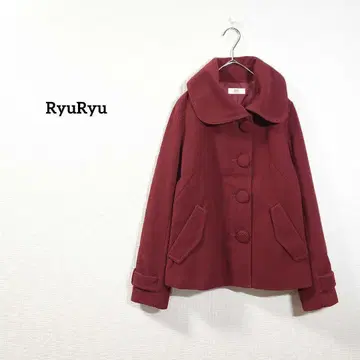 뤼뤼 코트 아우터 자켓 레드 보르도 버튼 여성용
