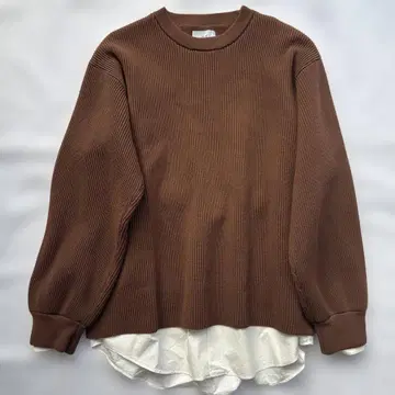 MB 브라운 리브 니트 긴팔