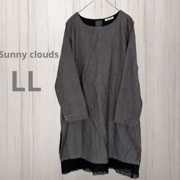 Sunny clouds 살짝 레이스 튜닉 헤링본 무늬 LL 사이즈