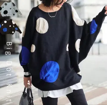 새상품 antiqua 도트 무늬 돌먼 니트