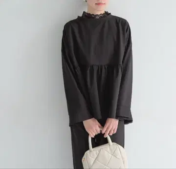 PUAL CE CIN 블랙 긴팔 블라우스